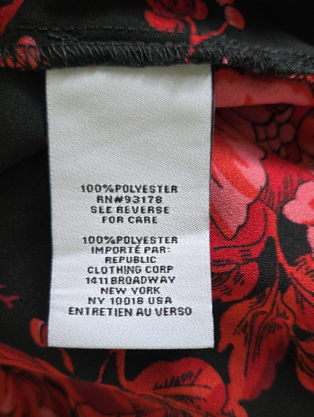 NWT Carmen Marc Valvo Women's Black Lace Blouse Red Floral Print Whimsigoth Lg - Picture 7 of 7